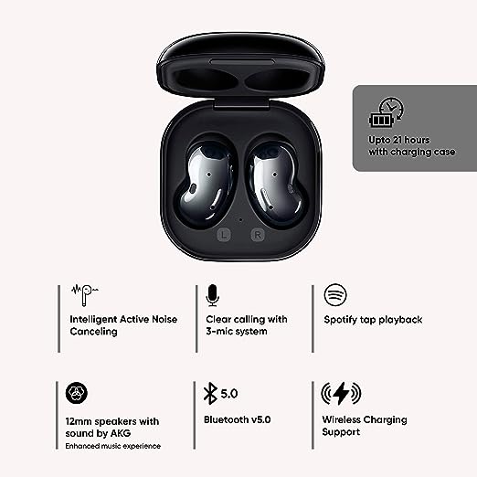 Samsung Galaxy Buds Live Bluetooth Truly Wireless in Ear Earbuds with Mic, Upto 21 Hours Playtime, Mystic Black Samsung Galaxy Buds Live Bluetooth Truly Wireless in Ear Earbuds with Mic, Upto 21 Hours Playtime, Mystic Black